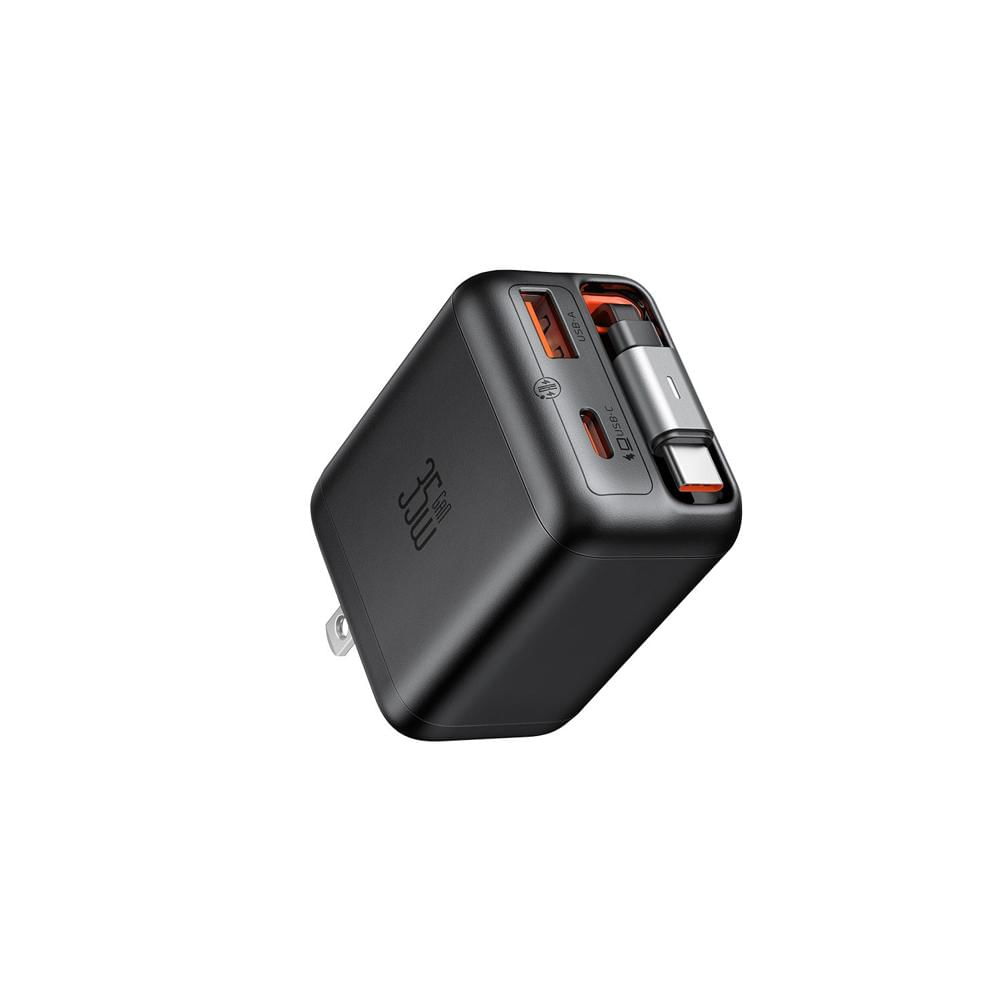 Cargador de Pared Mcdodo FreeGo CH-129 35W con Cable Retráctil 2 USB-C y USB-A Negro