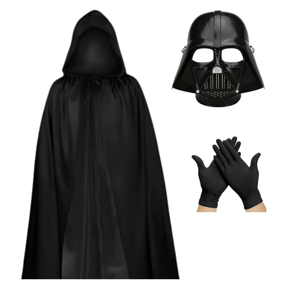 Disfraz de Darth Vader Espacial con Capa Negra Máscara y Guantes Talla M