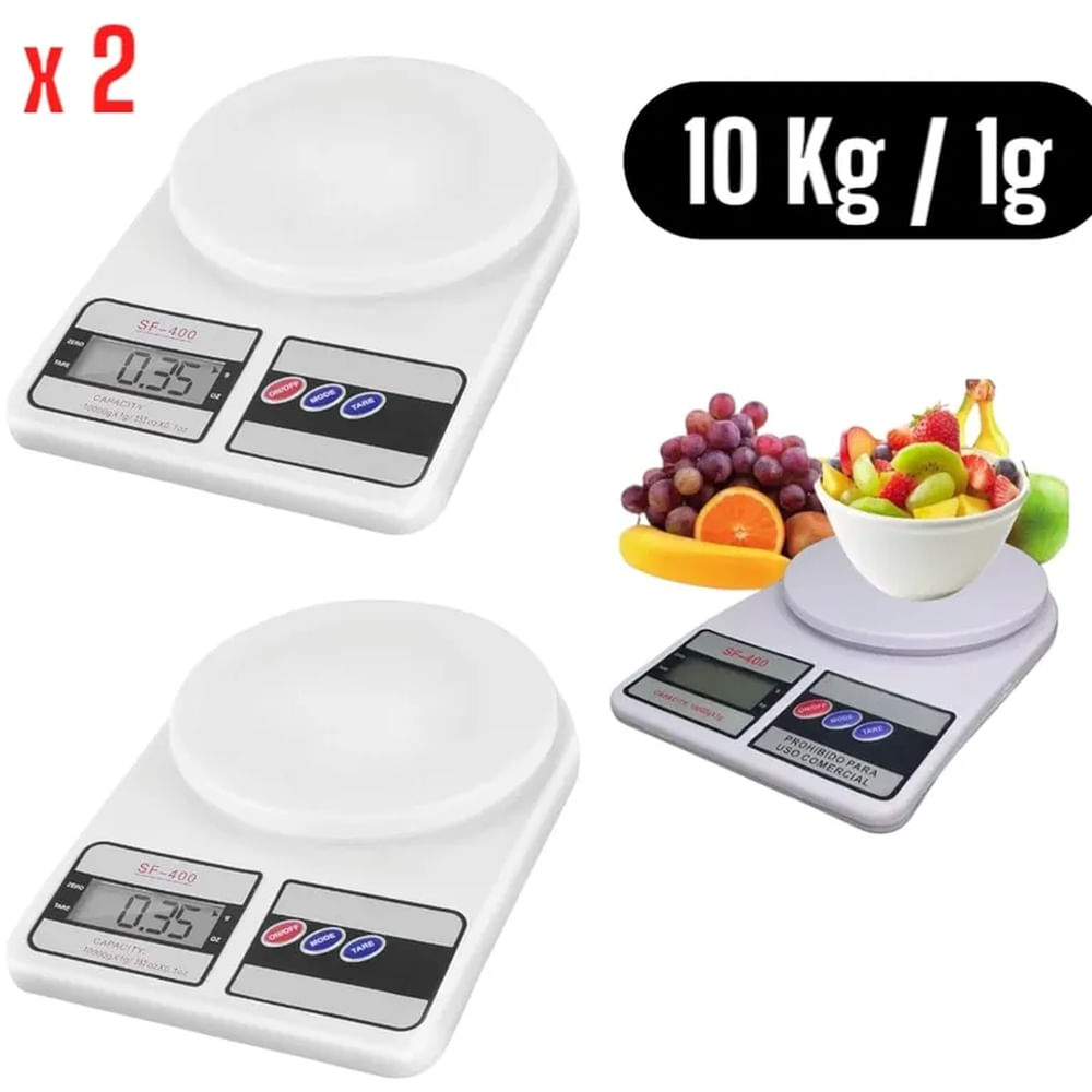 Pack 2 Balanza Electrónica 10kg/1g Ideal Cocina Repostería Acero