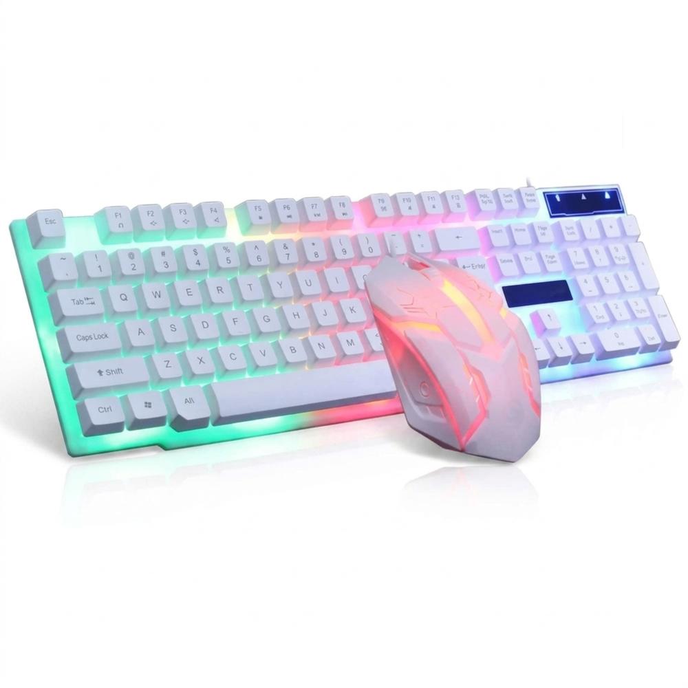 Combo Teclado y Mouse Gamer RGB Laptop PC Blanco