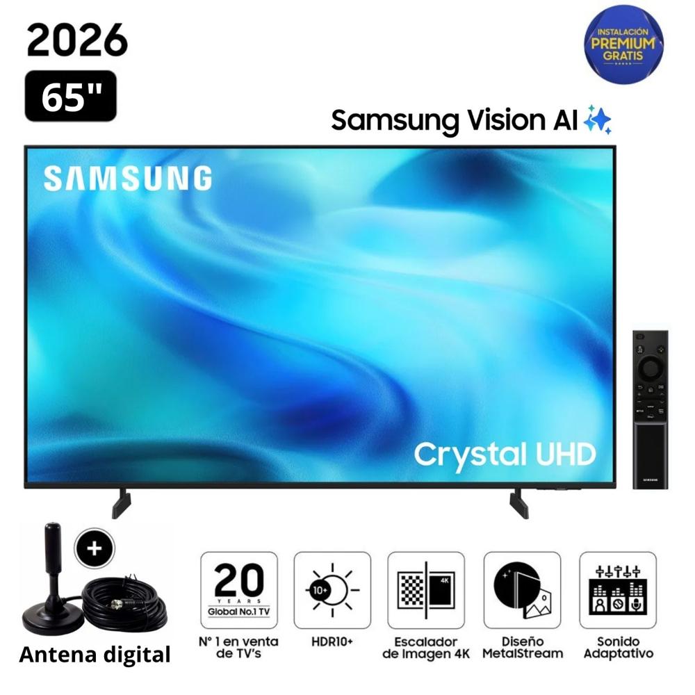 Televisor Samsung Smart TV 65" Crystal UHD 4K UN65U8000H + Antena digital