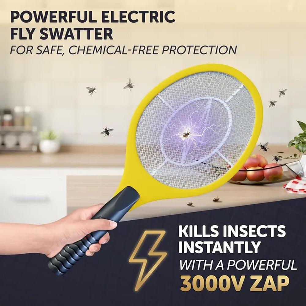 Raqueta Matamoscas Eléctrica Exterminador de Mosquitos Muy Resistencia Multicolor