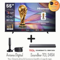 Televisor Hisense 55 Pulgadas QLED Antirreflejo 55QD68SG Promoción Soundbar TCL Antena