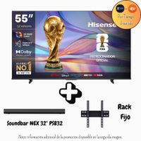 Televisor Hisense 55 Pulgadas QLED Antirreflejo Google TV  55QD68SG Promoción Soundbar Nex Rack