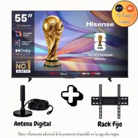 Televisor Hisense 55 Pulgadas QLED Antirreflejo Google TV  55QD68SG Promoción Antena Rack Fijo