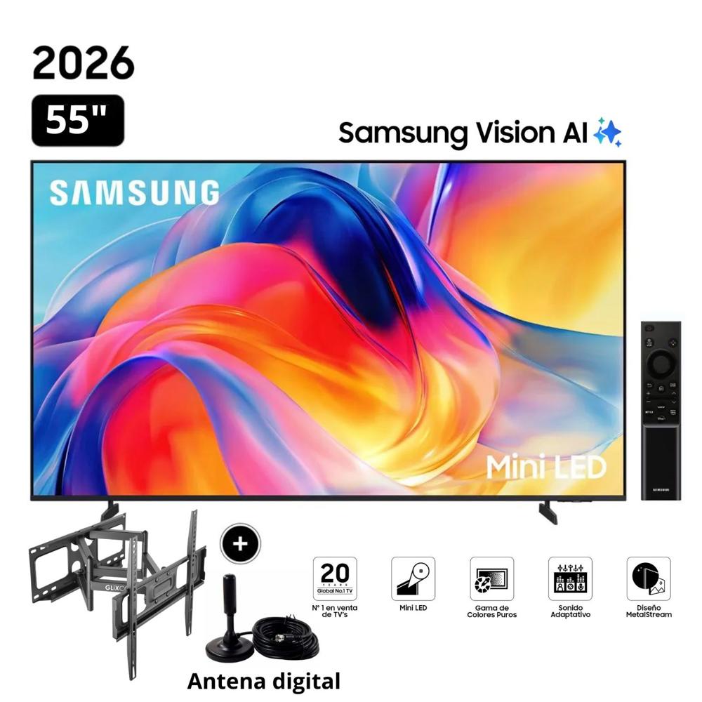 Televisor Samsung 55" Mini LED 55M70H Vision AI Smart TV + Rack Giratorio