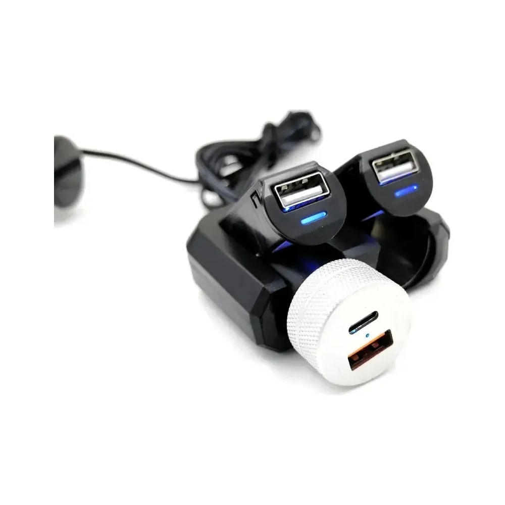 Cargador USB Cigarrera Doble Divisor 12-24V 48A 2x Cigarrera  2x USB Multicolor