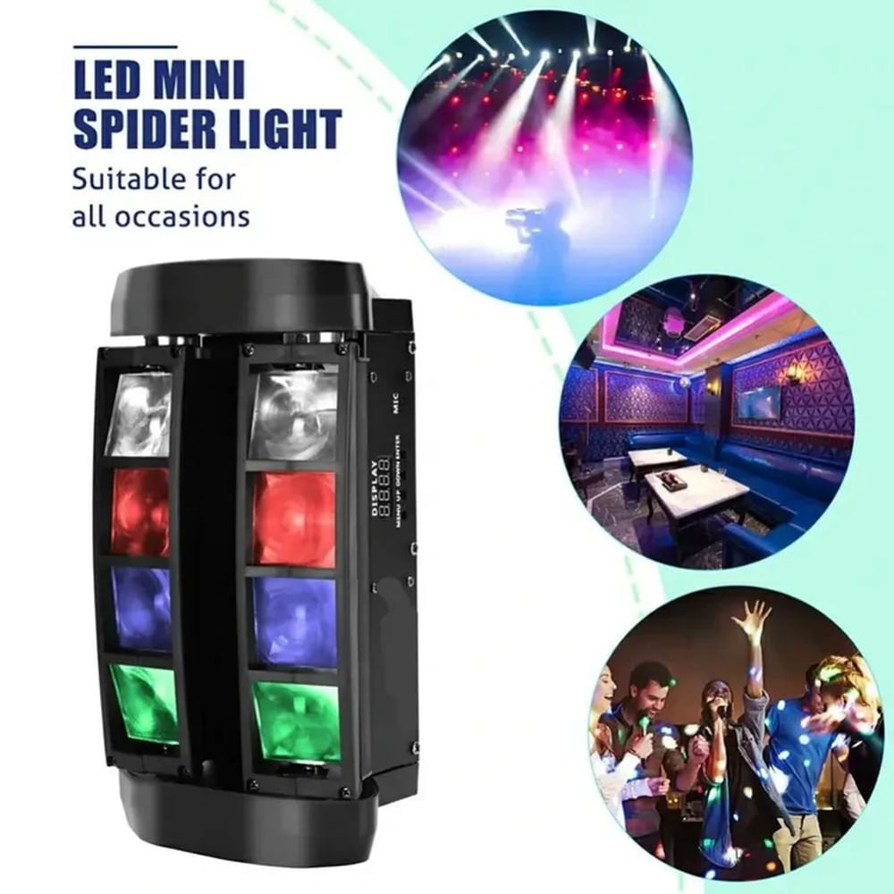 Mini Araña Luz de escenario Iluminación LED para DJ RGBW Multicolor