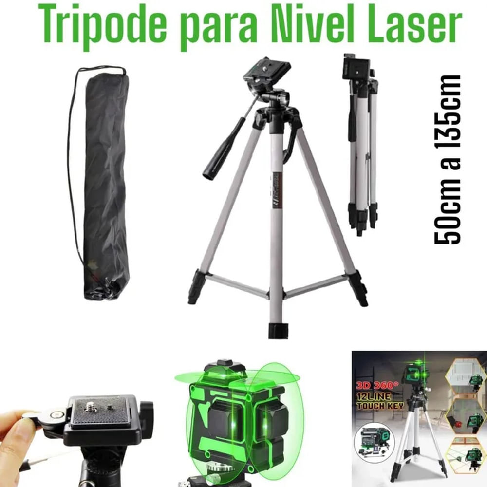 Soporte Tripode de Nivel Láser Ajustable de 1m hasta 135cmFunda Multicolor