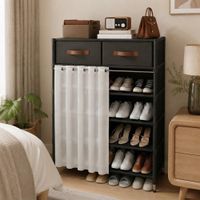 ORGANIZADOR ZAPATERO DE 6 NIVELES CON 2 CAJONES Y CORTINA 102X65X28.