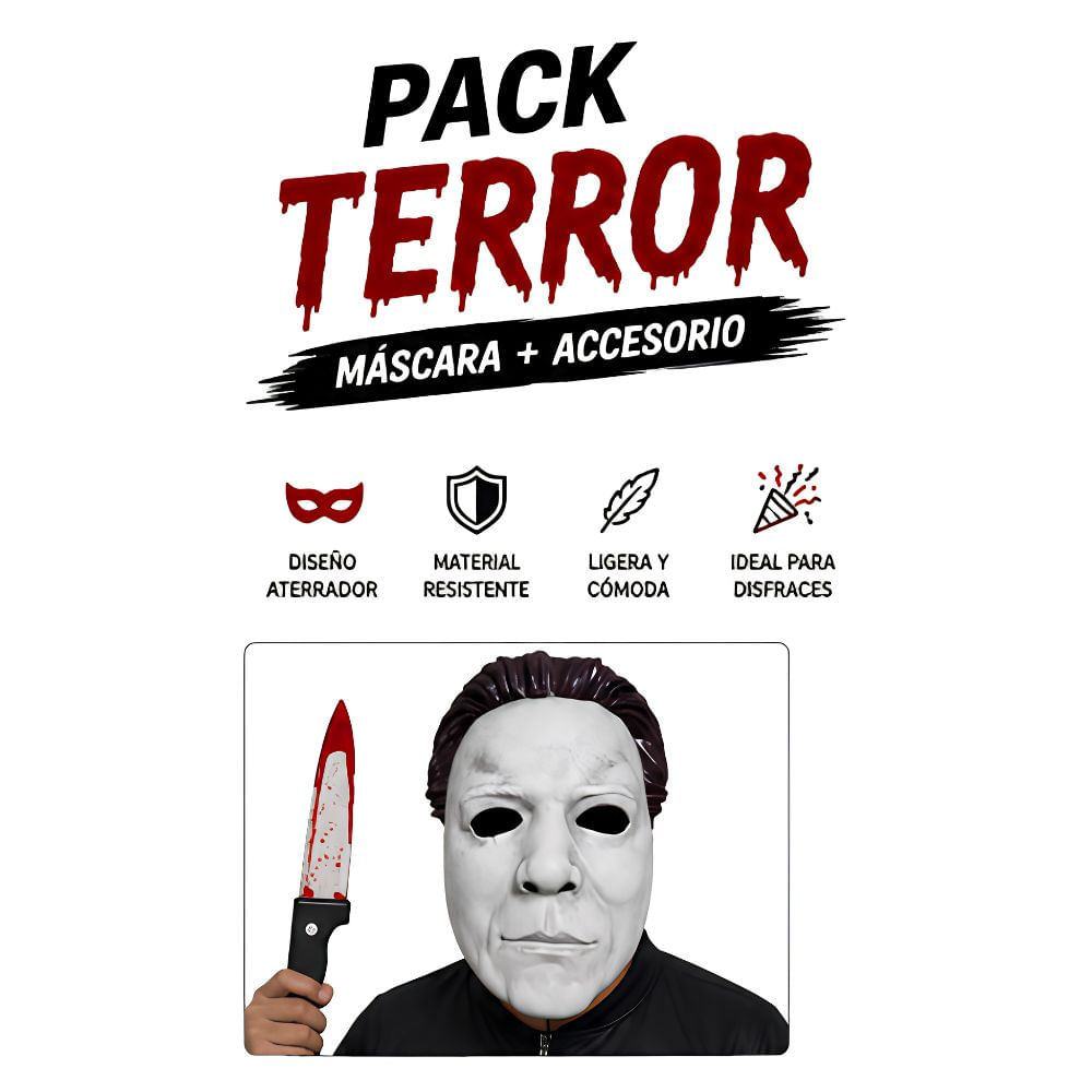 Pack Máscara de Terror Michael Classic con Accesorio Disfraz Halloween Fiesta