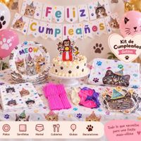 Kit de Decoracion Completa  De fiesta con tematica de gatos