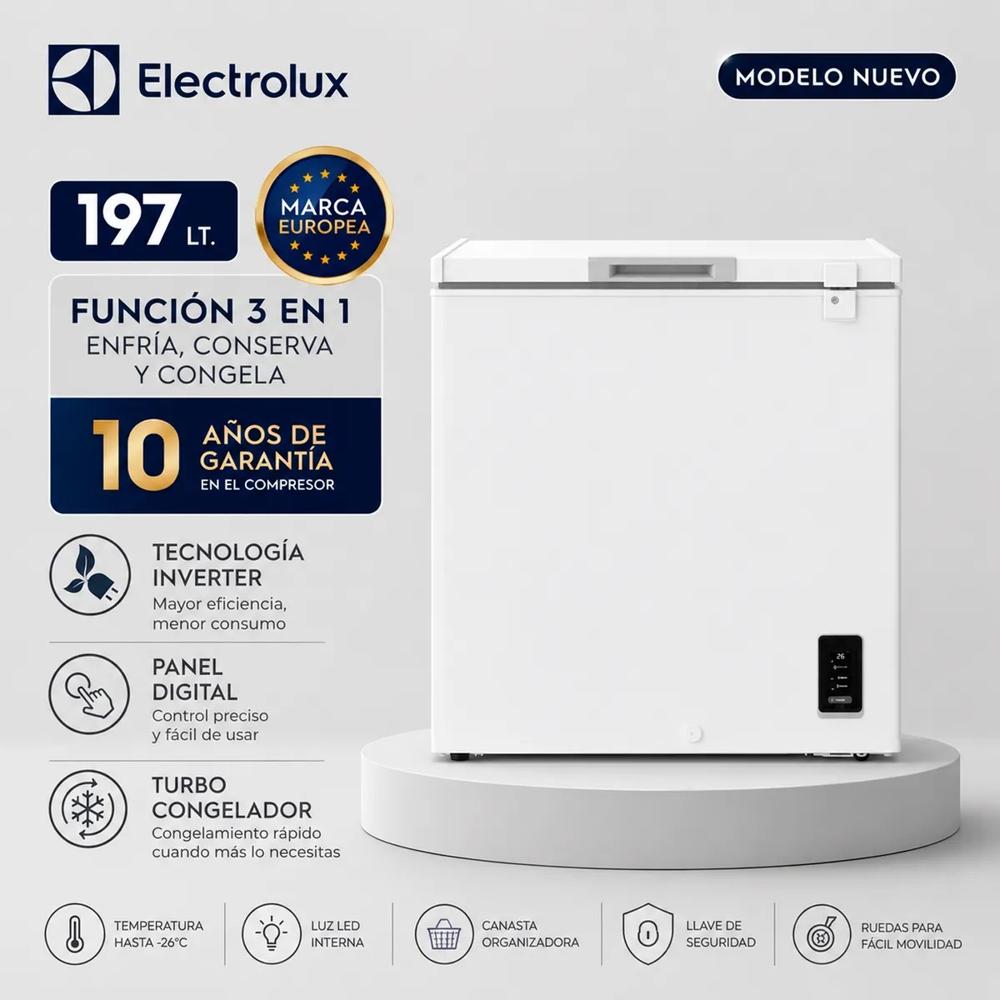 Congelador Horizontal Electrolux 197 L Inverter Blanco con Función Turbo - EFH20S2P5AW