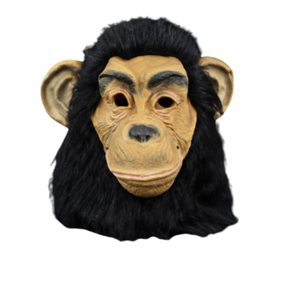 Máscara de Látex Chimpancé con Pelo Negro Completa Disfraz Halloween Cosplay
