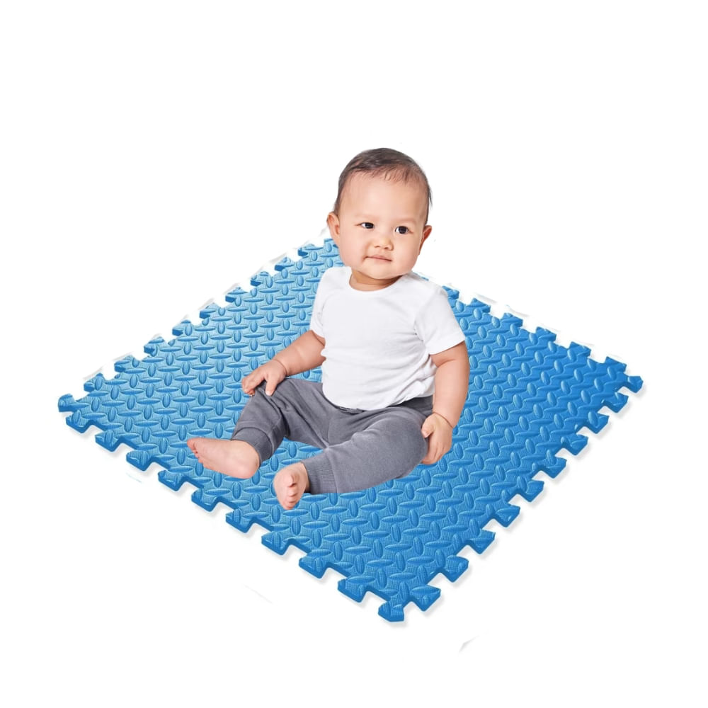 Piso de Goma Eva para Bebe Azul de 6 Piezas 60 x 60 cm