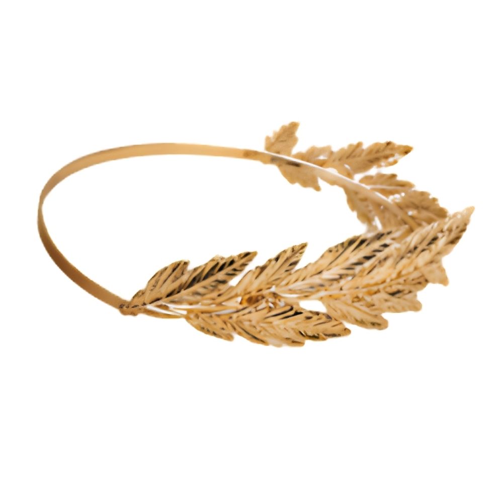 Set de Accesorios Romanos para Mujer Vincha y Brazalete Dorado con Hojas Halloween Fiesta 508A-6
