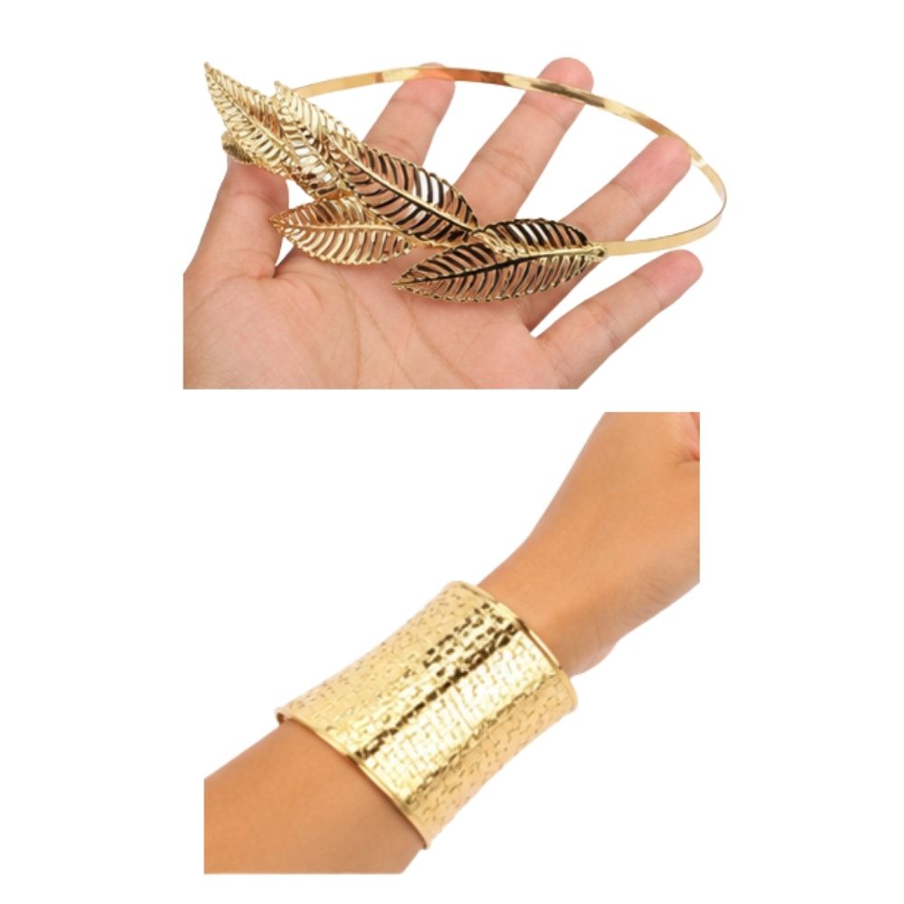 Vincha Egipcia Dorada con Brazalete Chic para Disfraz Halloween Fiesta 508A-8