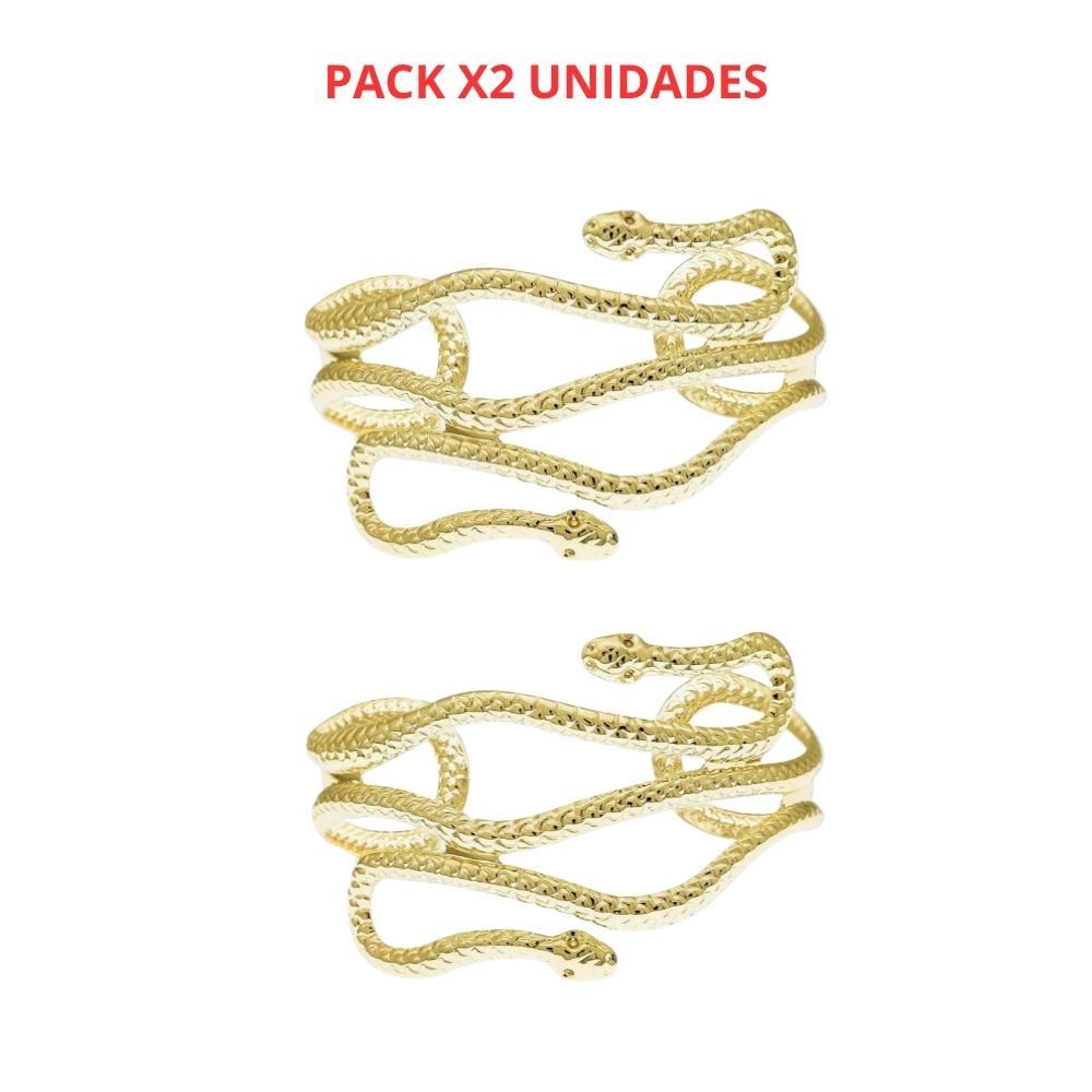 Pack x2 Brazalete Egipcio de Serpiente Dorado Regulable Halloween Fiesta