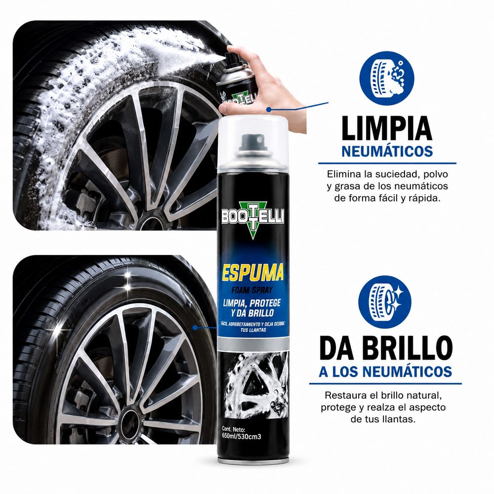 Abrillantador Espuma en Spray para Sacar Espuma a los Neumaticos 280gr