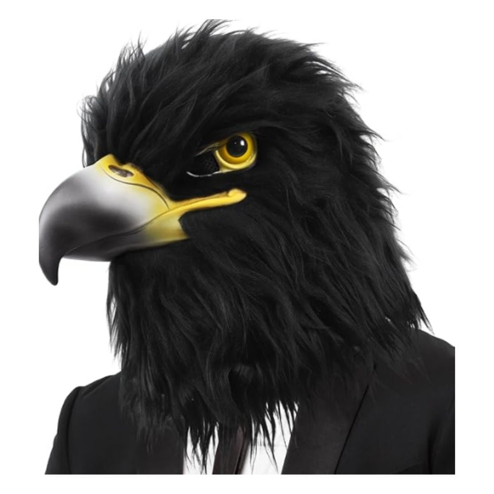 Máscara de Águila Realista Negra de Cabeza Completa para Disfraz Cosplay Halloween Fiesta