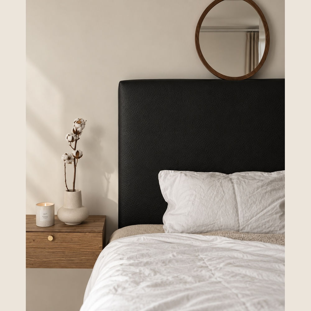 Cabecera 2 Plazas de Cuero Color Negro Eleonor Ventitas Home