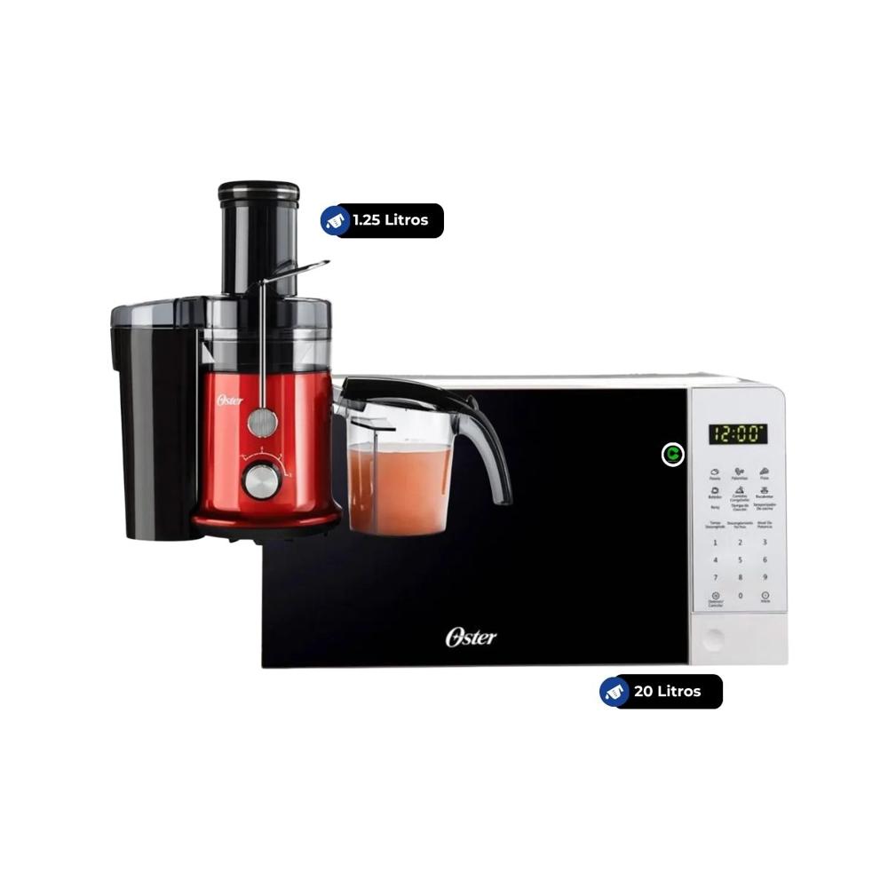 Combo Horno Microondas Digital 20 litros POGGE2701 y Extractor de Jugos FPSTJE320R