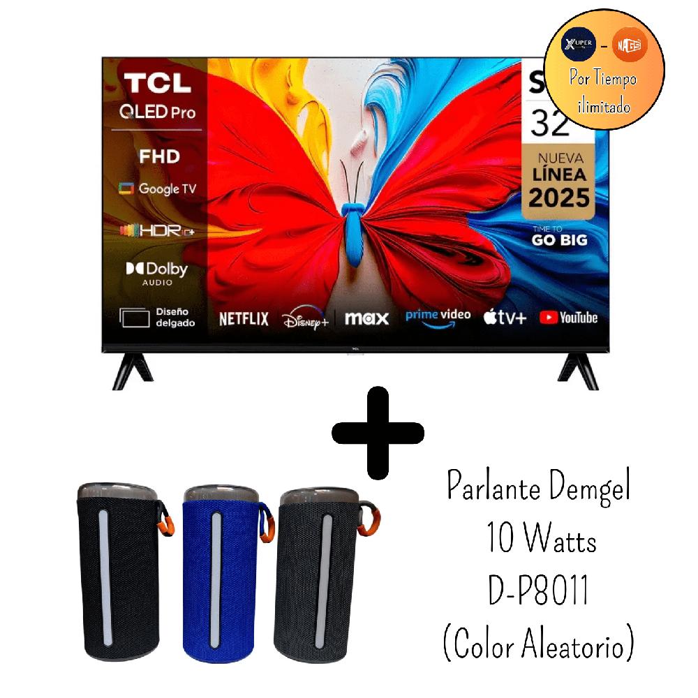 Televisor TCL 32 Pulgadas QLED FHD Google TV HDR10 32S5K Promoción Parlante ewtto D P8011