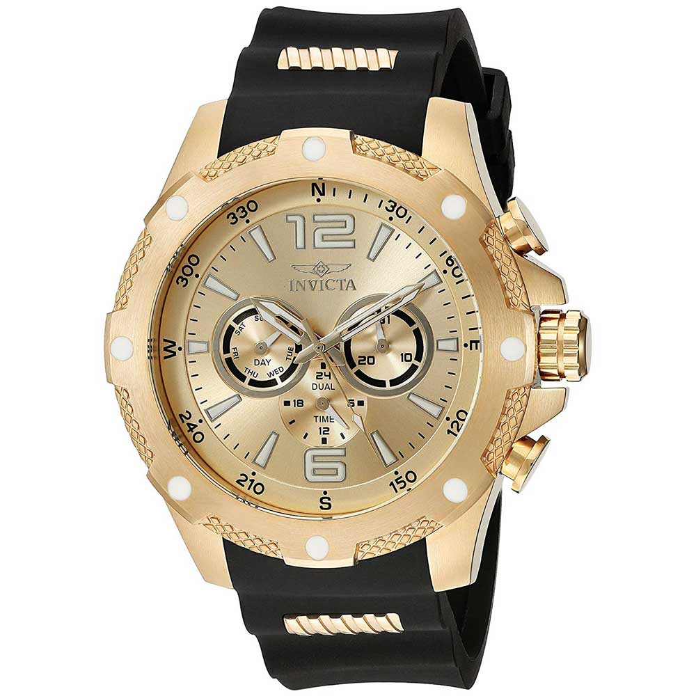 Reloj Invicta I-Force 19660 Cronómetro Acero Inoxidable Dorado Correa de Silicona Negro