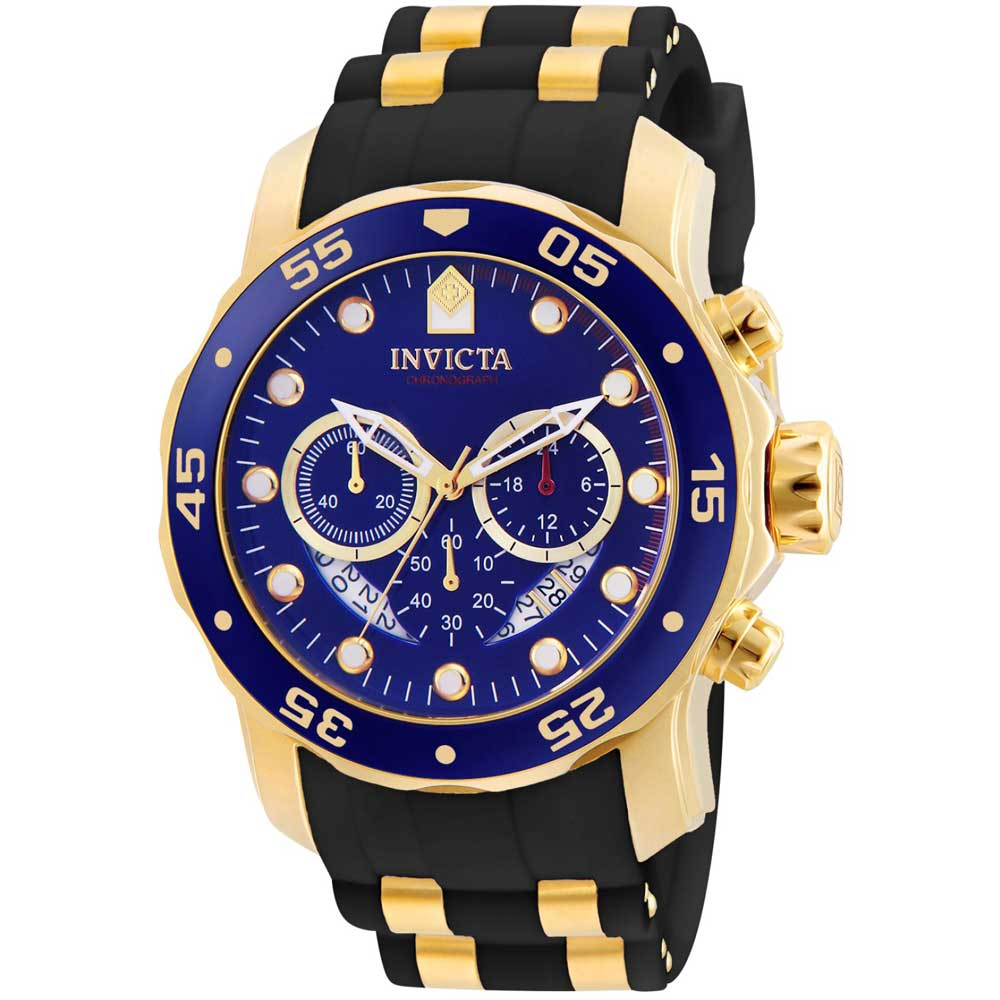 Reloj Invicta Pro Diver 6983 Fecha Cronómetro Acero Dorado Dial Azul
