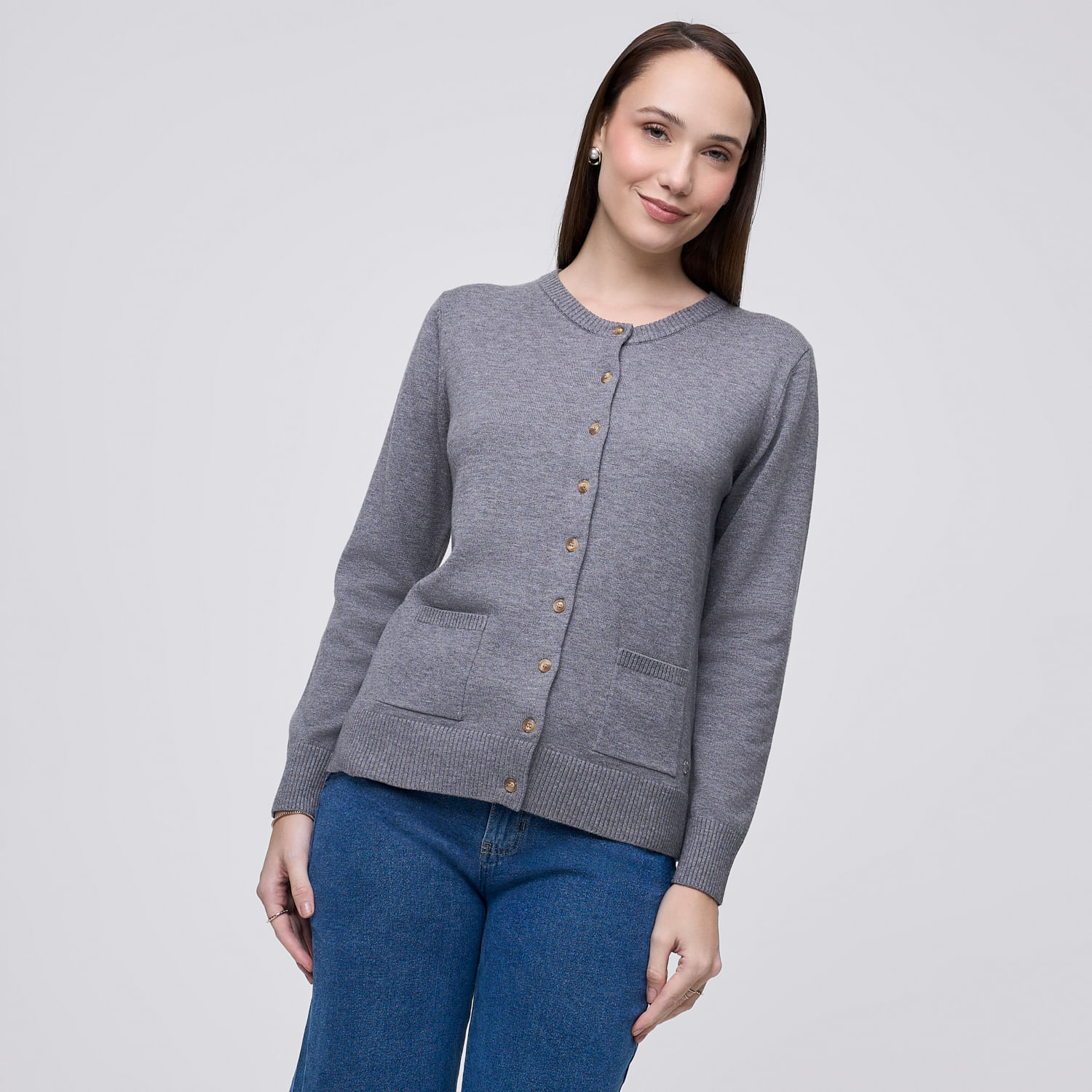 Chompa Mujer Pocket Madison Gris Xs