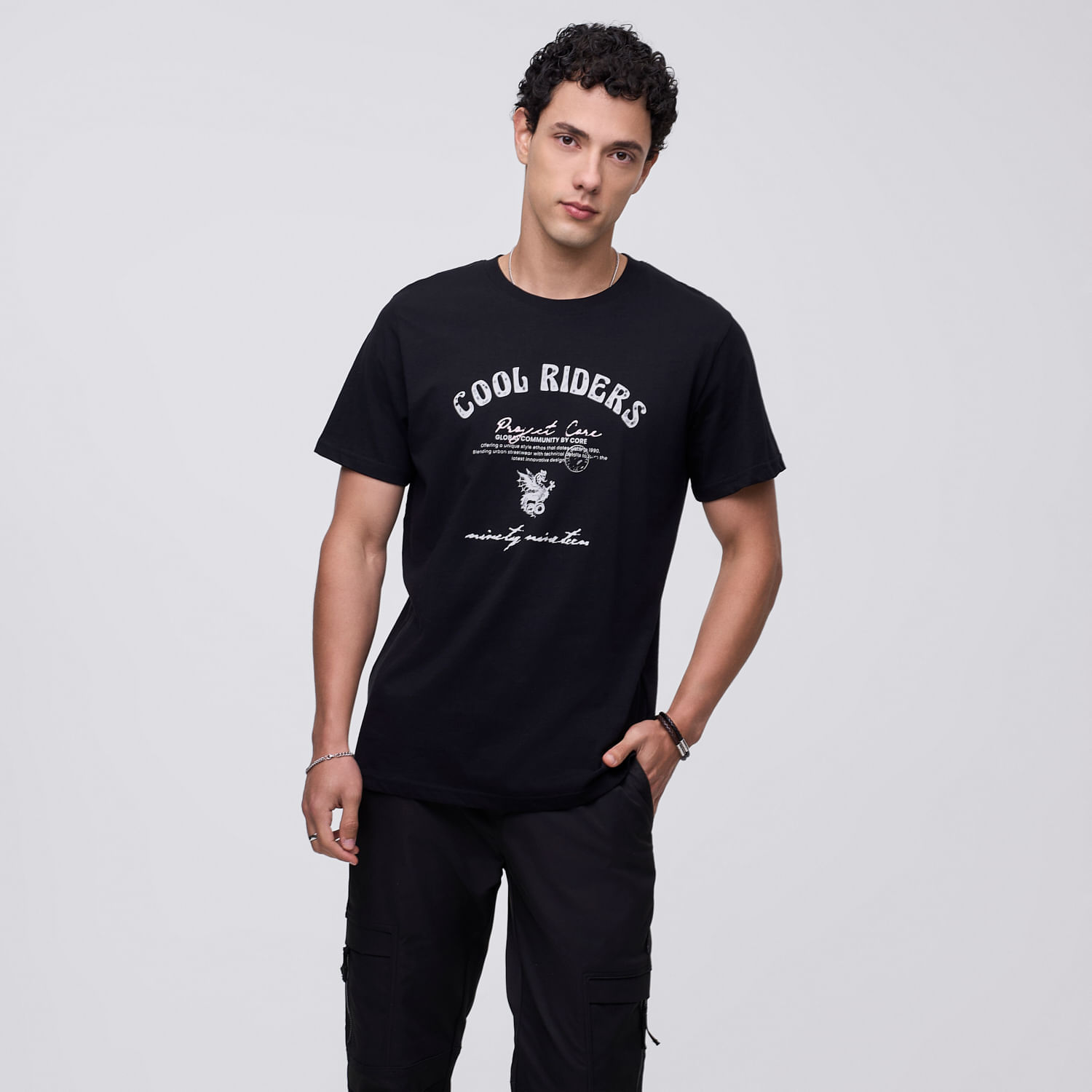 Polo Manga Corta Hombre Frase Print Hypnotic Negro Talla XL