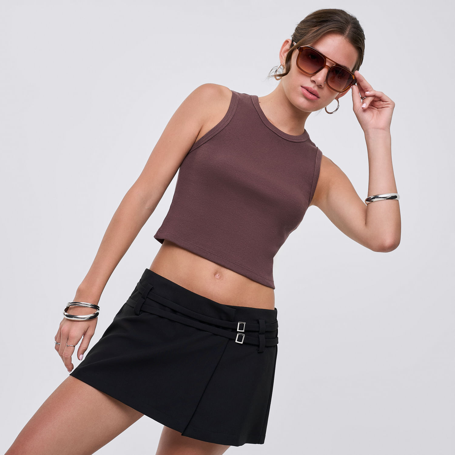 Polo Mujer Top Hypnotic Sin Manga Marrón Xs