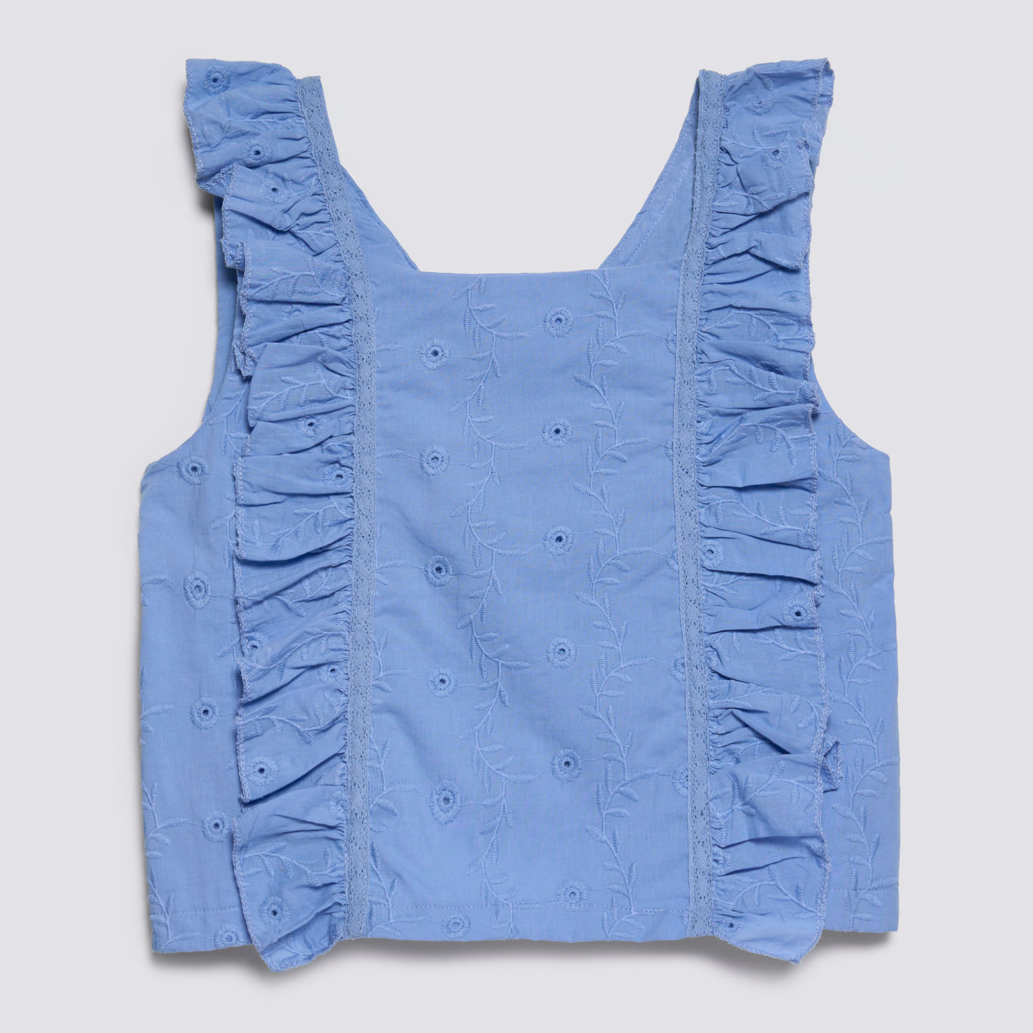Blusa Teen Niña Full Broderie Zubito Celeste Talla 12