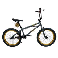 BICICLETA BMX FREESTYLE DE ALUMINIO CON ROTOR 360 Y 4 PEGS  GRIS CON DORADO