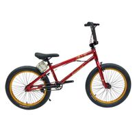 BICICLETA BMX FREESTYLE DE ALUMINIO CON ROTOR 360 Y 4 PEGS  ROJO CON DORADO