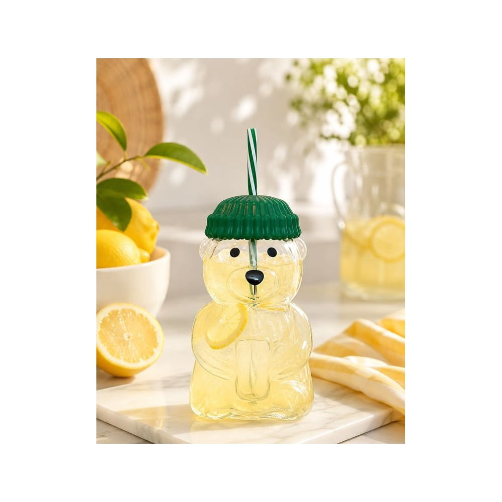 Tomatodo Oso Verde de Vidrio Borosilicato con Sorbete 650 ml