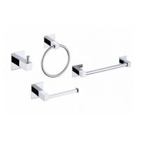 Set de Accesorios de Baño 4 Piezas Adosado Trebol Grazia Cuadrado Cromado