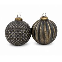 Set de 2 Bolas de Árbol 8cm Oro Envejecido
