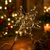 Estrella Navideña Metálica con Luces 34cm