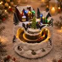 Villa Doble Nivel con tren Movimiento y Luz LED 18x17cm