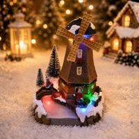 Villa Molino Encantado con Movimiento y Luz LED 15x20cm