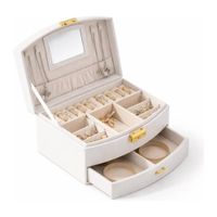 Joyero Organizador De Joyas Relojes Cofre Con Llave New Blanco