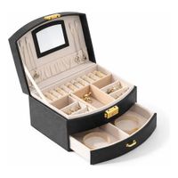 Joyero Organizador De Joyas Relojes Cofre Con Llave New Negro