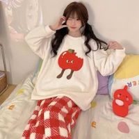 PIJAMA IMPORTADA KAWAII MODELO TOMATE AFELPADA SUAVE Y FRESCA