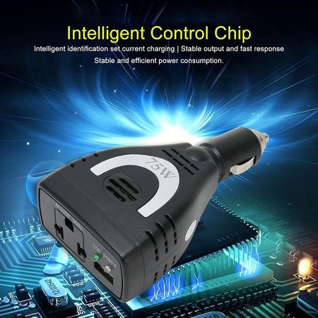 Inversor de Corriente para Auto de 12v A 220v USB 75W Multicolor