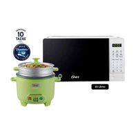 ombo Horno Microondas Digital 20 LT POGGE2701 y Olla Arrocera Oster 3 en 1 de 10 tazas