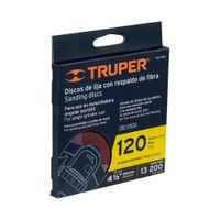 Disco lija 4-1/2"" con respaldo de fibra, grano 120 x 5 unidades TRUPER 100128