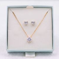 Pack de Collar y Aretes de Corazón de Circón