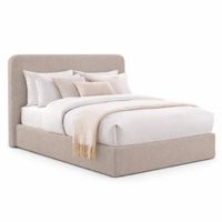 Cama Tapizada California LeMueble Curvo 1.5 Plz Camel