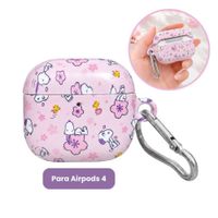 SNOOPY FUNDA PARA AIRPODS 4 CEREZOS JAPONESES - GANCHO PLATEADO